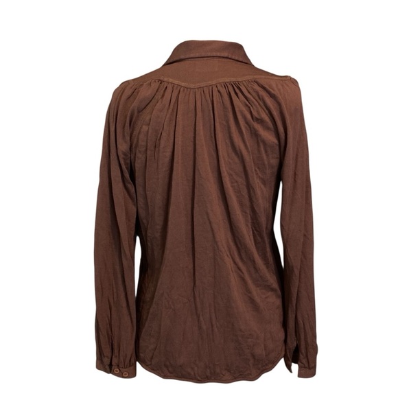 Vintage Helen Sue Brown/Mauve Collared Women's Blouse with Keyhole Feature - Picture 2 of 6